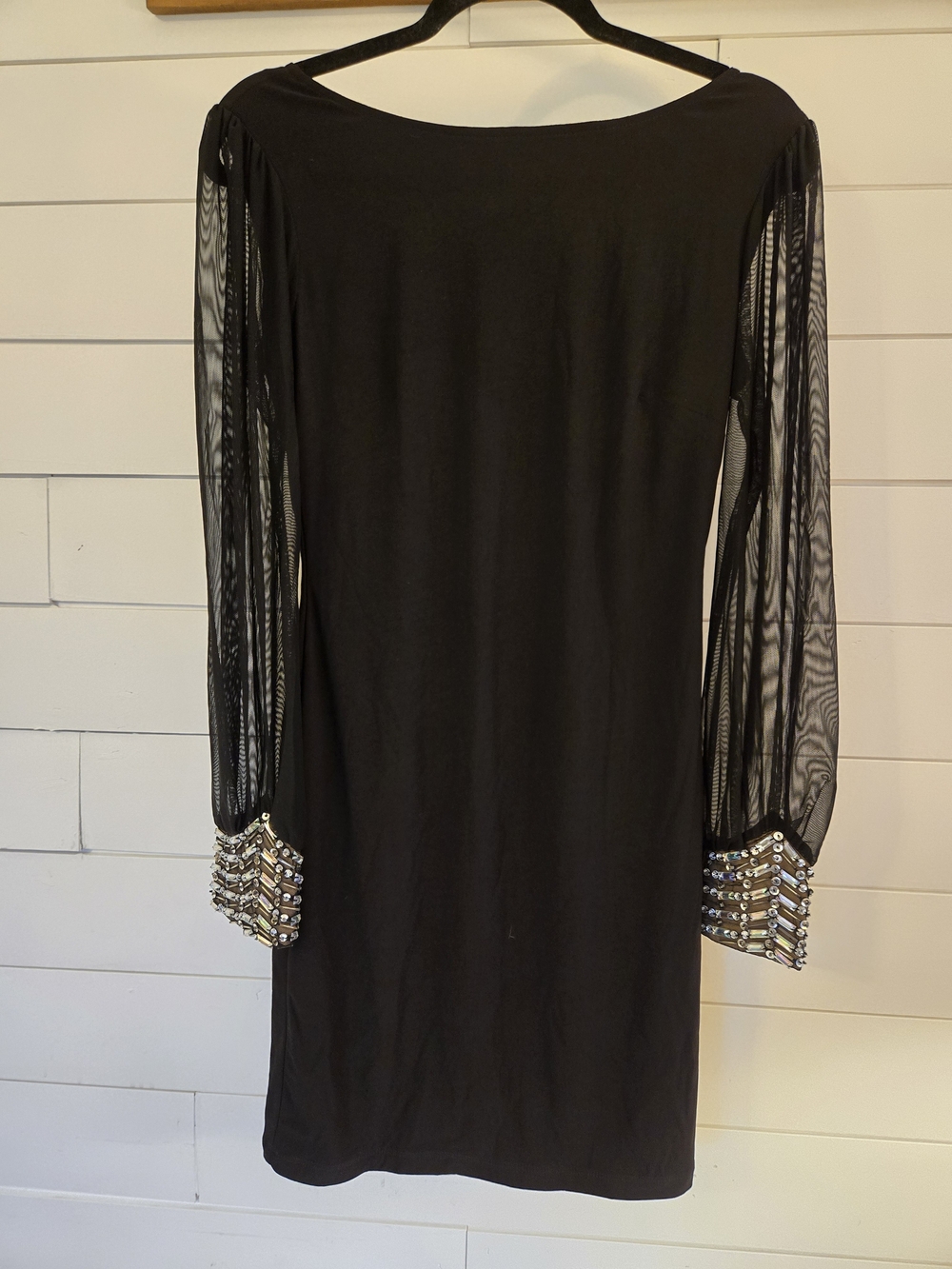 Jodi Kristopher Black Long-Sleeve Dress with Beaded Cuffs